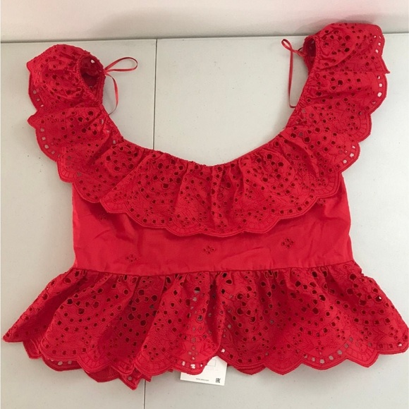 Red Ruffled Women's Top - Picture 5 of 7